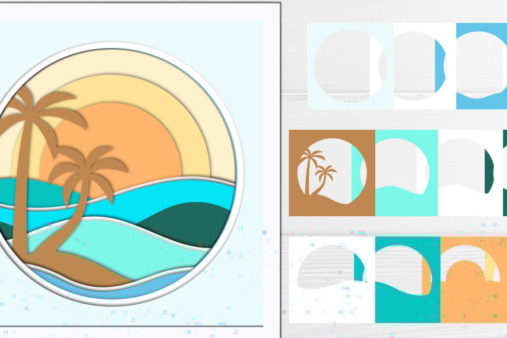 Intra απο ξύλο plywood 3mm-4mm πάχος – Sea Waves Shadow Box, πολυεπίπεδη κούπα Δίασταση  20x20 cm INTRAFABR-68234172