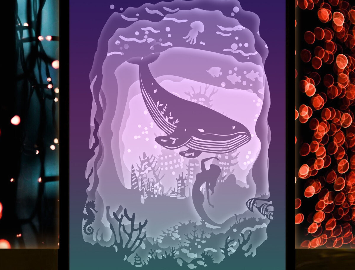 Intra απο ξύλο plywood 3mm-4mm πάχος – Πρότυπο Light Box Paper Cut για το βυθό της θάλασσας Δίασταση  20x20 cm INTRAFABR-27704316