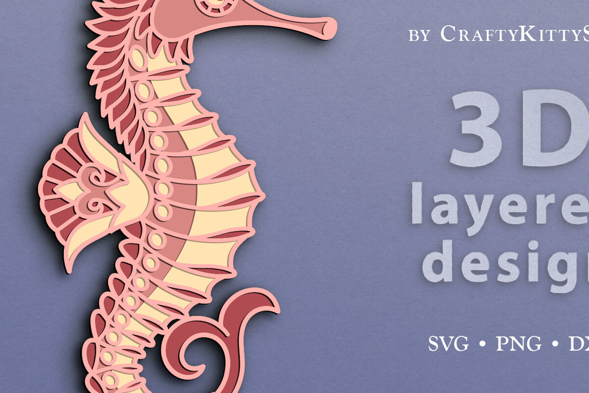 Intra απο ξύλο plywood 3mm-4mm πάχος – Αρχείο αποκοπής τρισδιάστατου επιπέδου Seahorse Δίασταση  20x20 cm INTRAFABR-67648954