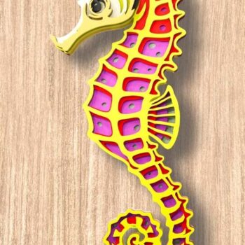 Intra απο ξύλο plywood 3mm-4mm πάχος – Seahorse 3D Multilayer Δίασταση  20x20 cm INTRAFABR-115688280 - Image 2