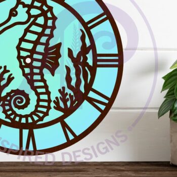 Intra απο ξύλο plywood 3mm-4mm πάχος – Ρολόι τοίχου Seahorse Clock Αρχείο κοπής με λέιζερ Δίασταση 40x30 cm INTRAFABR-117980819 - Image 2