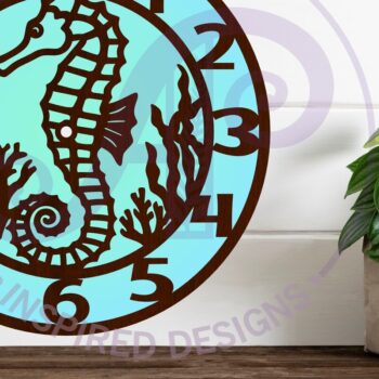Intra απο ξύλο plywood 3mm-4mm πάχος – Ρολόι τοίχου Seahorse Clock Αρχείο κοπής με λέιζερ Δίασταση 40x30 cm INTRAFABR-117980819 - Image 3