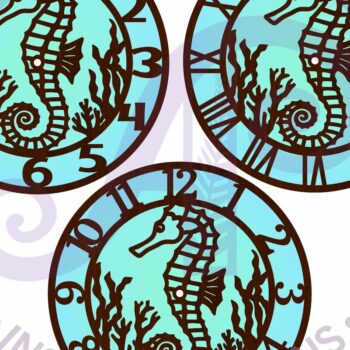 Intra απο ξύλο plywood 3mm-4mm πάχος – Ρολόι τοίχου Seahorse Clock Αρχείο κοπής με λέιζερ Δίασταση 40x30 cm INTRAFABR-117980819 - Image 4