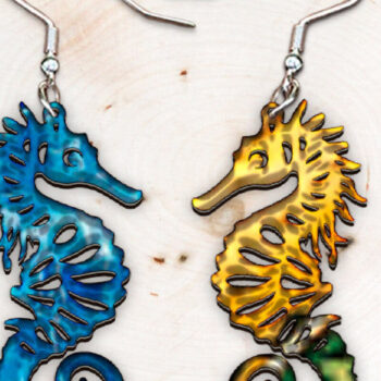 Intra απο ξύλο plywood 3mm-4mm πάχος – Σκουλαρίκια Ιππόκαμπος. Δίασταση  5x5 cm INTRAFABR-122535202 - Image 1