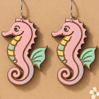 Intra απο ξύλο plywood 3mm-4mm πάχος – Seahorse Earrings Laser Art Δίασταση  5x5 cm INTRAFABR-123757348 - Image 1