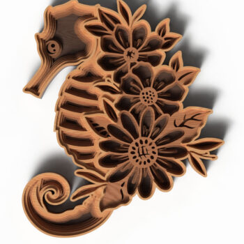 Intra απο ξύλο plywood 3mm-4mm πάχος – Seahorse Floral Design - 3D Δίασταση  40x30 cm INTRAFABR-119581573 - Image 1