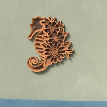 Intra απο ξύλο plywood 3mm-4mm πάχος – Seahorse Floral Design - 3D Δίασταση  40x30 cm INTRAFABR-119581573 - Image 3