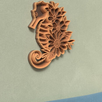 Intra απο ξύλο plywood 3mm-4mm πάχος – Seahorse Floral Design - 3D Δίασταση  40x30 cm INTRAFABR-119581573 - Image 4