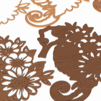 Intra απο ξύλο plywood 3mm-4mm πάχος – Seahorse Floral Design - 3D Δίασταση  40x30 cm INTRAFABR-119581573 - Image 5