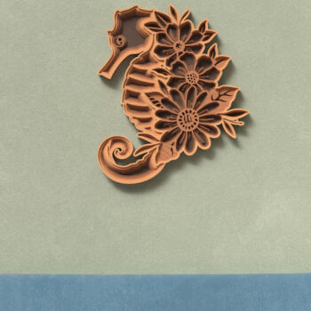 Intra απο ξύλο plywood 3mm-4mm πάχος – Seahorse Floral Design - 3D Δίασταση  40x30 cm INTRAFABR-119581573 - Image 6