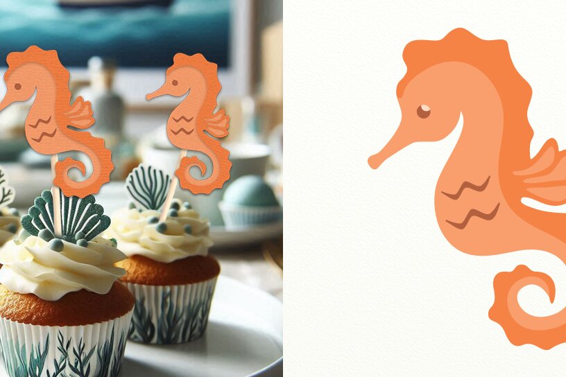 Intra απο ξύλο plywood 3mm-4mm πάχος – Αποκομμένο αρχείο Seahorse Kids Party Layered Δίασταση  20x20 cm INTRAFABR-99887343