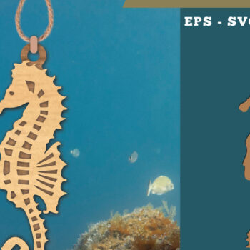 Intra απο ξύλο plywood 3mm-4mm πάχος – Στολίδι κοπής με λέιζερ Seahorse Δίασταση  20x20 cm INTRAFABR-112012817 - Image 1