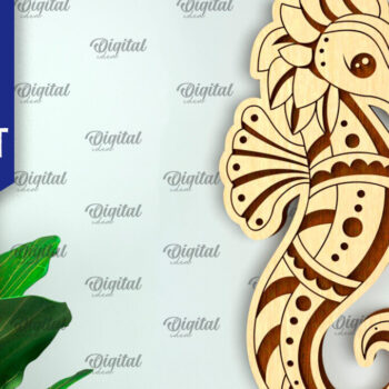 Intra απο ξύλο plywood 3mm-4mm πάχος – στολίδι Ιππόκαμπος Δίασταση  20x20 cm INTRAFABR-99132319 - Image 1