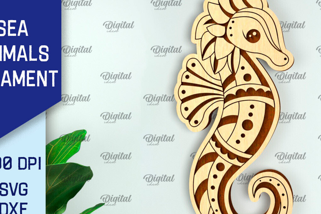 Intra απο ξύλο plywood 3mm-4mm πάχος – στολίδι Ιππόκαμπος Δίασταση  20x20 cm INTRAFABR-99132319