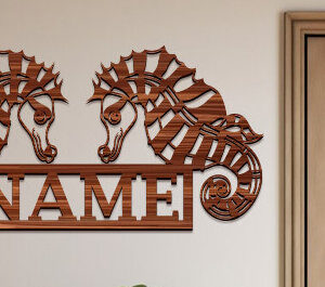 Intra απο ξύλο plywood 3mm-4mm πάχος – Seahorses Name Sign Δίασταση  40x30 cm INTRAFABR-99617328