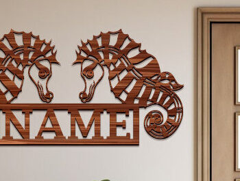 Intra απο ξύλο plywood 3mm-4mm πάχος – Seahorses Name Sign Δίασταση  40x30 cm INTRAFABR-99617328 - Image 1