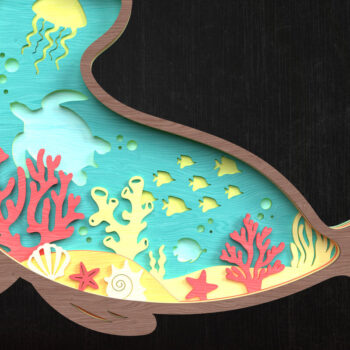 Intra απο ξύλο plywood 3mm-4mm πάχος – Seal Ocean Scene 3D Cut Laser Δίασταση  20x20 cm INTRAFABR-119659854 - Image 1