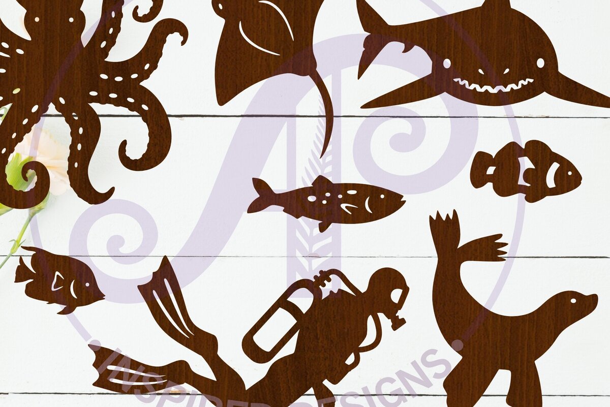 Intra απο ξύλο plywood 3mm-4mm πάχος – Sealife Cut out Design Set 2, Δίασταση  40x30 cm INTRAFABR-111771227