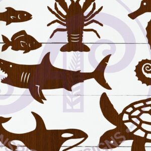 Intra απο ξύλο plywood 3mm-4mm πάχος – Sealife Cut out Design Set 3, Δίασταση  40x30 cm INTRAFABR-111771238