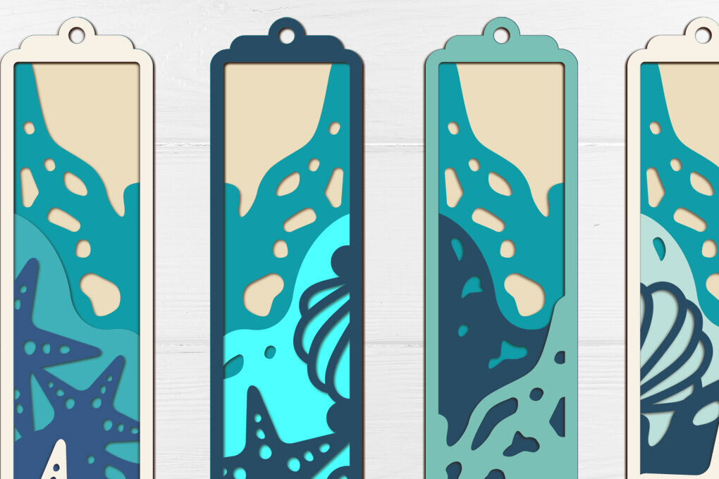 Intra απο ξύλο plywood 3mm-4mm πάχος – Seashall Bookmarks, 3d Summer Set Δίασταση  20x20 cm INTRAFABR-125108812