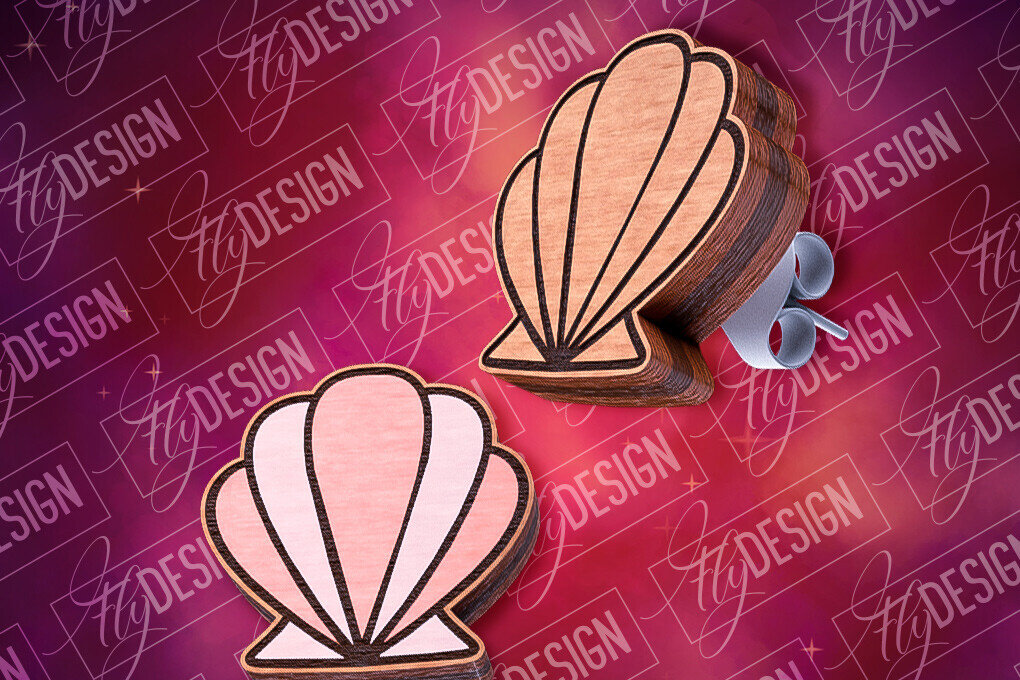 Intra απο ξύλο plywood 3mm-4mm πάχος – Seashe Stud Earrings| Αρχείο CNC Δίασταση  5x5 cm INTRAFABR-84106124