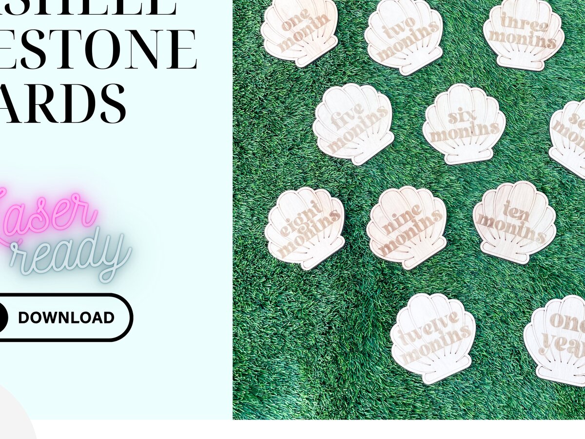 Intra απο ξύλο plywood 3mm-4mm πάχος – Seashell Baby Milestone Cards Cut Laser Δίασταση  20x20 cm INTRAFABR-115290463