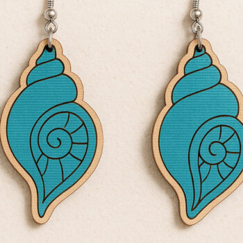 Intra απο ξύλο plywood 3mm-4mm πάχος – Σκουλαρίκια Seashell Cut Laser Δίασταση  5x5 cm INTRAFABR-120914729 - Image 1