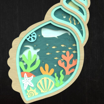 Intra απο ξύλο plywood 3mm-4mm πάχος – Seashell Spiral Ocean Scene Δίασταση  20x20 cm INTRAFABR-119659940 - Image 1