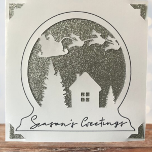 Intra απο ξύλο plywood 3mm-4mm πάχος – Χαιρετισμοί σεζόν Snow Globe Card Δίασταση  20x20 cm INTRAFABR-77340995