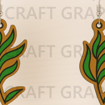 Intra απο ξύλο plywood 3mm-4mm πάχος – Σκουλαρίκια με λέιζερ με φύκια Δίασταση  5x5 cm INTRAFABR-123395959 - Image 1