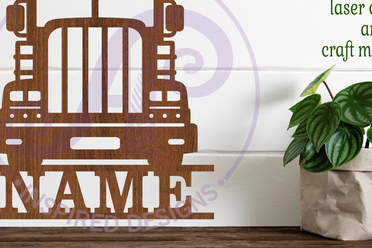 Intra απο ξύλο plywood 3mm-4mm πάχος – Αρχείο κοπής λέιζερ Name Semi Truck Δίασταση  20x20 cm INTRAFABR-102086579