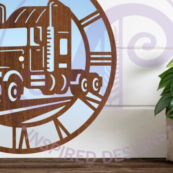 Intra απο ξύλο plywood 3mm-4mm πάχος – Αρχεία κοπής με λέιζερ ρολόι τοίχου Semi Truck Δίασταση  40x30 cm INTRAFABR-103073413 - Image 2