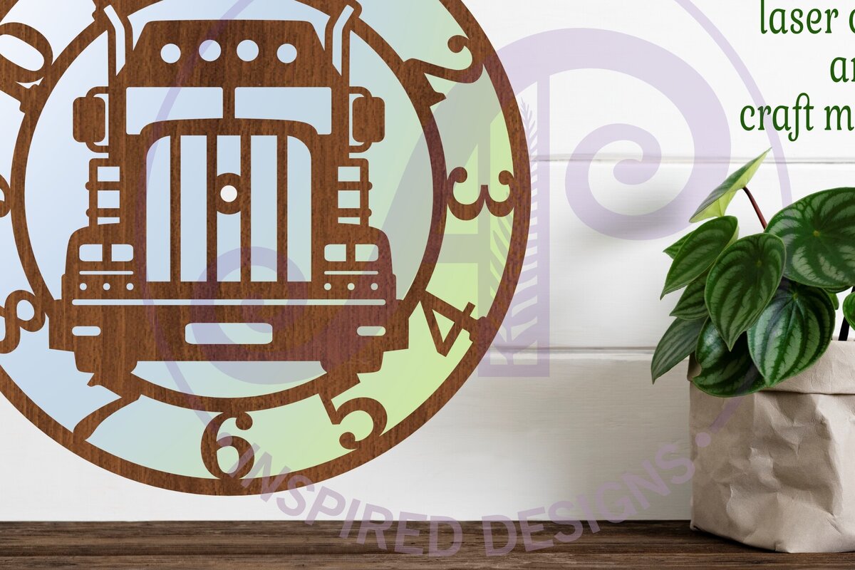 Intra απο ξύλο plywood 3mm-4mm πάχος – Αρχεία κοπής με λέιζερ ρολόι τοίχου Semi Truck Δίασταση  40x30 cm INTRAFABR-101057300