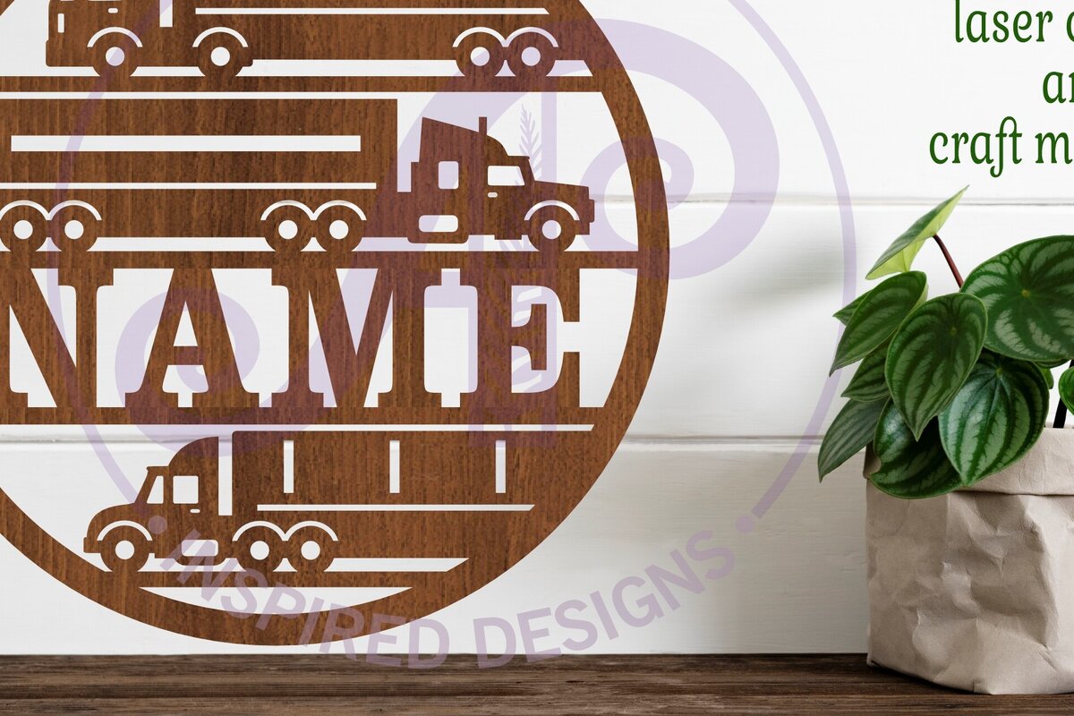 Intra απο ξύλο plywood 3mm-4mm πάχος – Σημάδι ονόματος Semi Trucks Laser Δίασταση  20x20 cm INTRAFABR-101136940