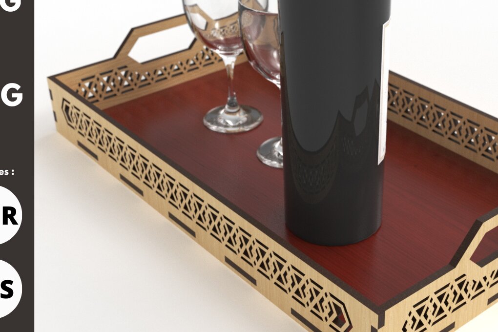 Intra απο ξύλο plywood 3mm-4mm πάχος – Δίσκοι σερβιρίσματος με λαβή, Δίασταση  20x20 cm INTRAFABR-81946448