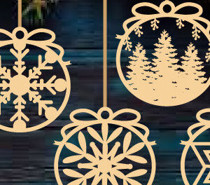 Intra απο ξύλο plywood 3mm-4mm πάχος – Σετ Μοντέρνα Χριστουγεννιάτικη Μπάλα,ΣΤΟΛΙΔΙΑ Lase Δίασταση  20x20 cm INTRAFABR-84386816