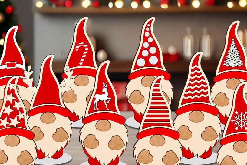 Intra απο ξύλο plywood 3mm-4mm πάχος – Σετ 10 Πακέτο Χριστουγεννιάτικων καλικάντζαρων Δίασταση  20x20 cm INTRAFABR-119040004