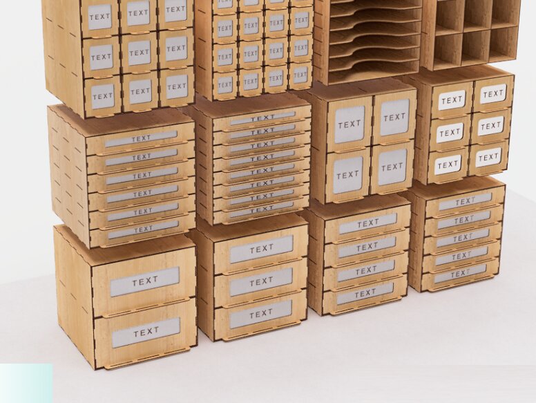 Intra απο ξύλο plywood 3mm-4mm πάχος – Σετ 12 Συρταριέρα με Δίασταση  20x20 cm INTRAFABR-105866951