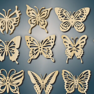 Intra απο ξύλο plywood 3mm-4mm πάχος – Σετ 12 Διακοσμητικές Πεταλούδες Δίασταση 20x20 cm INTRAFABR-114904801