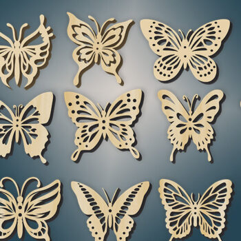 Intra απο ξύλο plywood 3mm-4mm πάχος – Σετ 12 Διακοσμητικές Πεταλούδες Δίασταση 20x20 cm INTRAFABR-114904801 - Image 1