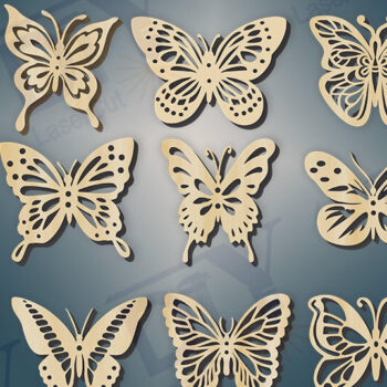 Intra απο ξύλο plywood 3mm-4mm πάχος – Σετ 12 Διακοσμητικές Πεταλούδες Δίασταση 20x20 cm INTRAFABR-114904801 - Image 2