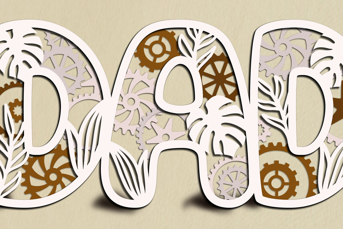 Intra απο ξύλο plywood 3mm-4mm πάχος – Σετ 2 Floral Signs Dad Δίασταση  40x30 cm INTRAFABR-123224877