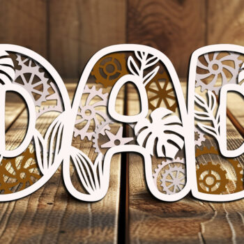 Intra απο ξύλο plywood 3mm-4mm πάχος – Σετ 2 Floral Signs Dad Δίασταση  40x30 cm INTRAFABR-123224877 - Image 2