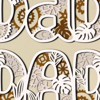 Intra απο ξύλο plywood 3mm-4mm πάχος – Σετ 2 Floral Signs Dad Δίασταση  40x30 cm INTRAFABR-123224877 - Image 3