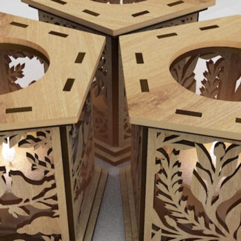 Intra απο ξύλο plywood 3mm-4mm πάχος – Σετ 3 Κηροπήγια Δίασταση 20x20 cm INTRAFABR-108890513 - Image 2