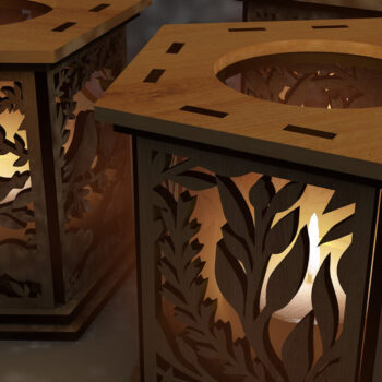 Intra απο ξύλο plywood 3mm-4mm πάχος – Σετ 3 Κηροπήγια Δίασταση 20x20 cm INTRAFABR-108890513 - Image 5