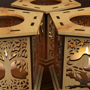 Intra απο ξύλο plywood 3mm-4mm πάχος – Σετ 3 Κηροπήγια Δίασταση 20x20 cm INTRAFABR-108890513 - Image 9