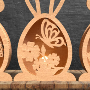 Intra απο ξύλο plywood 3mm-4mm πάχος – Σετ 3 Πασχαλινά Φανάρια Αυγού με λέιζερ Δίασταση  20x20 cm INTRAFABR-117470214