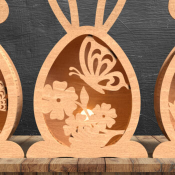 Intra απο ξύλο plywood 3mm-4mm πάχος – Σετ 3 Πασχαλινά Φανάρια Αυγού με λέιζερ Δίασταση 20x20 cm INTRAFABR-117470214 - Image 1