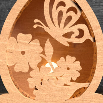 Intra απο ξύλο plywood 3mm-4mm πάχος – Σετ 3 Πασχαλινά Φανάρια Αυγού με λέιζερ Δίασταση 20x20 cm INTRAFABR-117470214 - Image 2